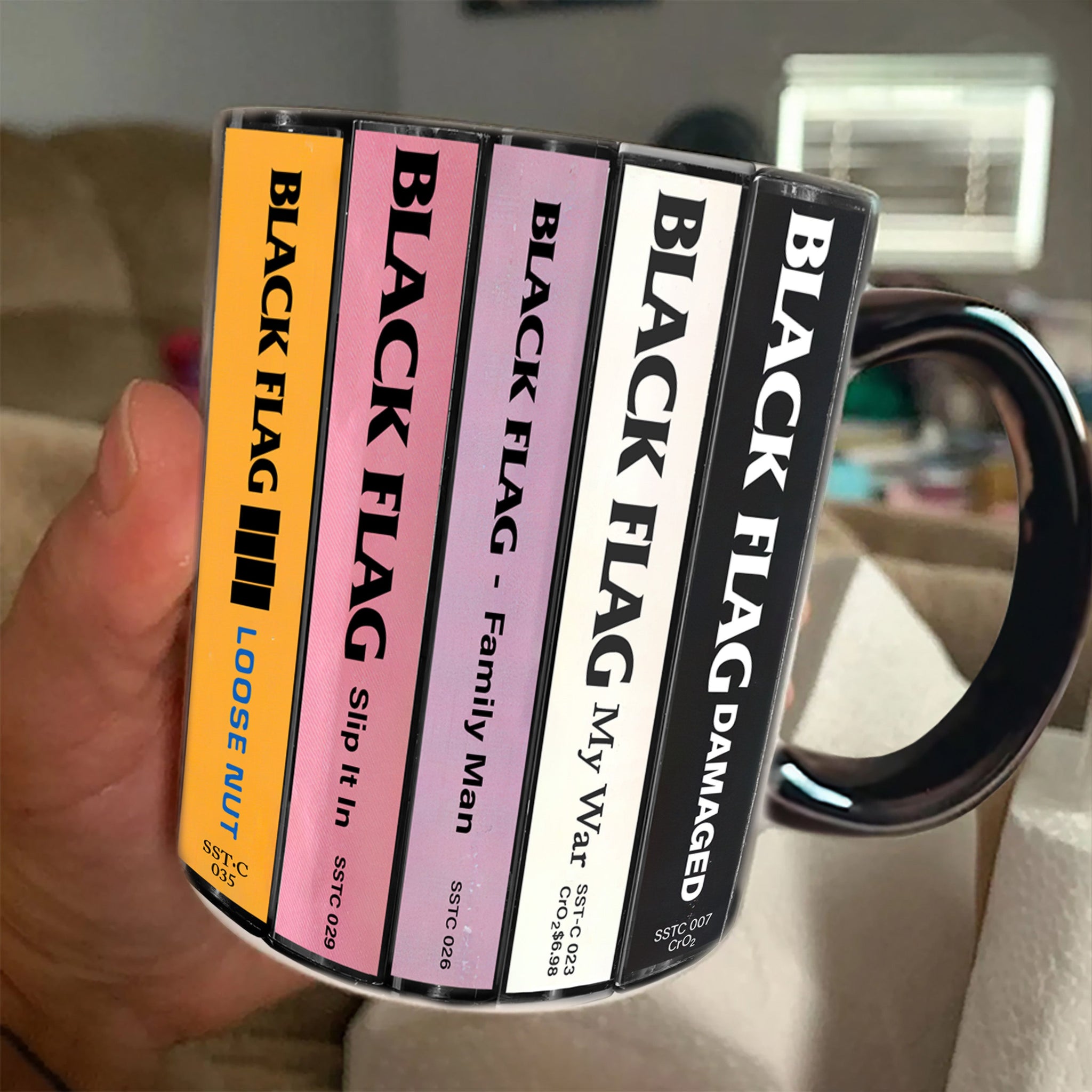 Black Flag Albums Cassette Collection Retro Accent Edge-to-Edge Printed Mug