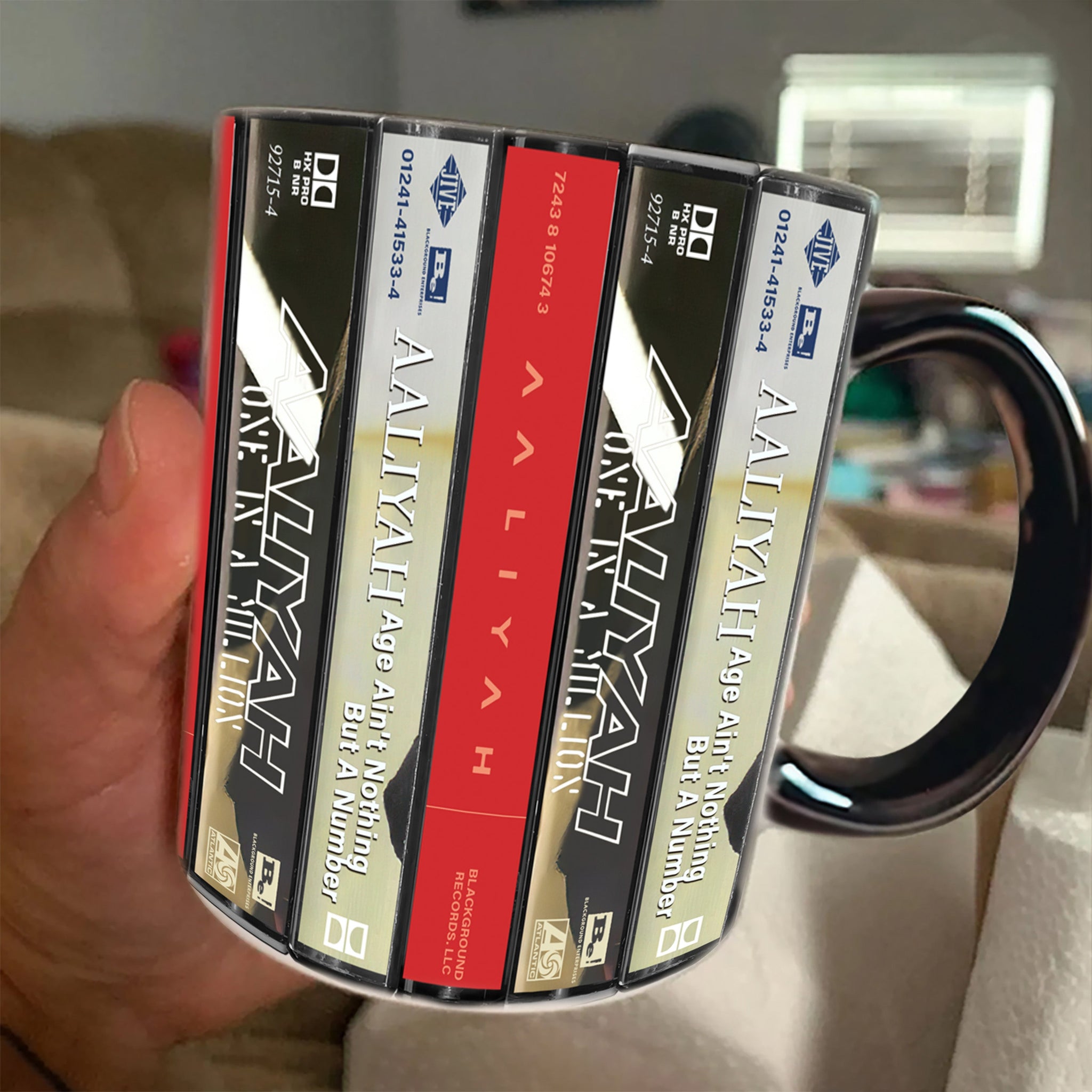 Aaliyah Albums Cassette Collection Retro Accent Edge-to-Edge Printed Mug