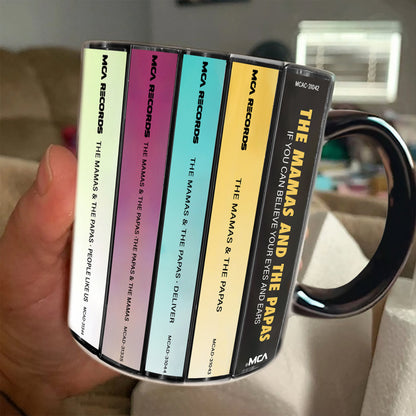The Mamas & the Papas Albums Cassette Collection Retro Accent Edge-to-Edge Printed Mug