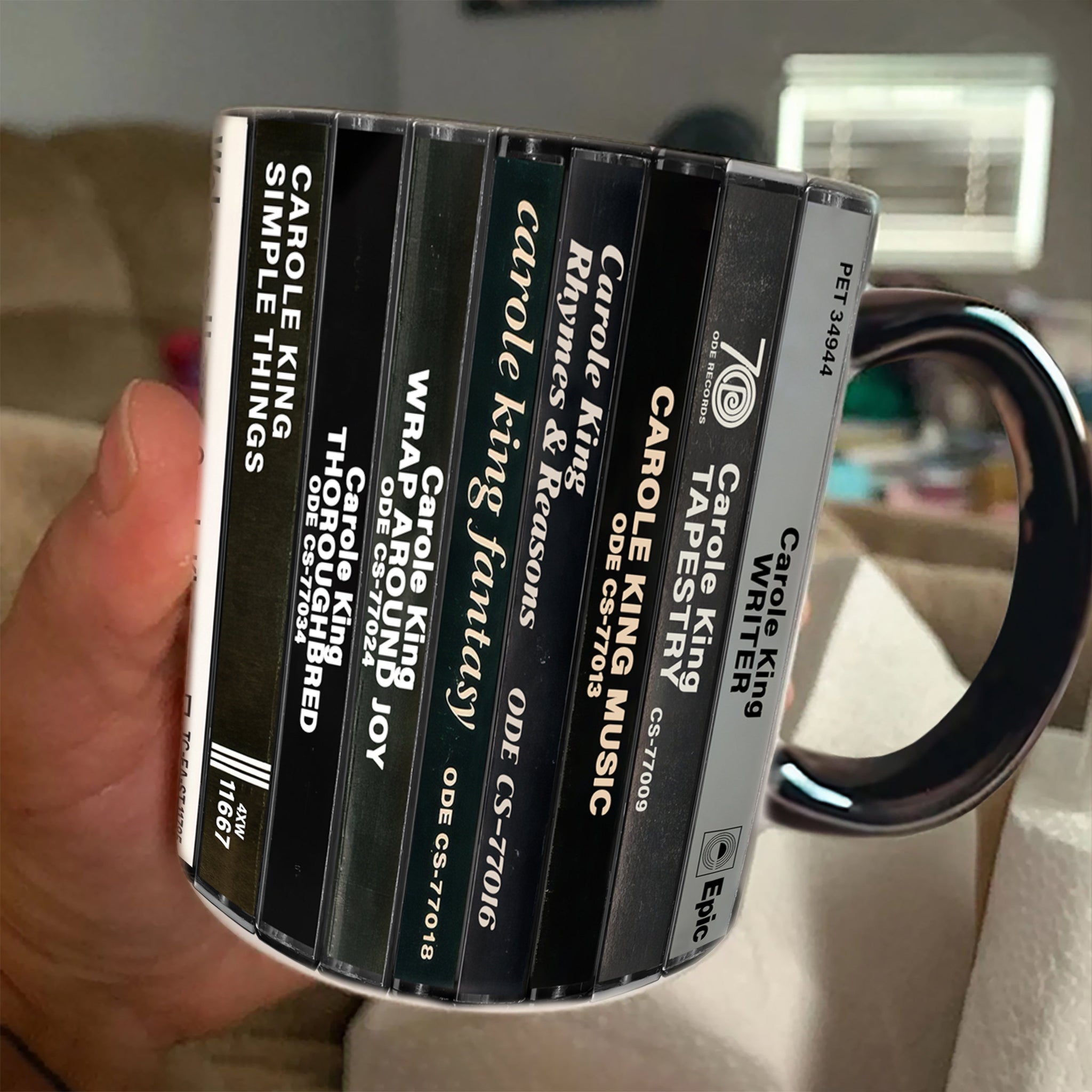 Carole King Albums Cassette Collection Retro Accent Edge-to-Edge Printed Mug