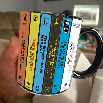 Beach Boys 70s & 80s Albums Cassette Collection Retro Accent Edge-to-Edge Printed Mug