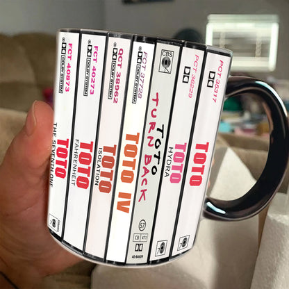 Toto Albums Cassette Collection Retro Accent Edge-to-Edge Printed Mug