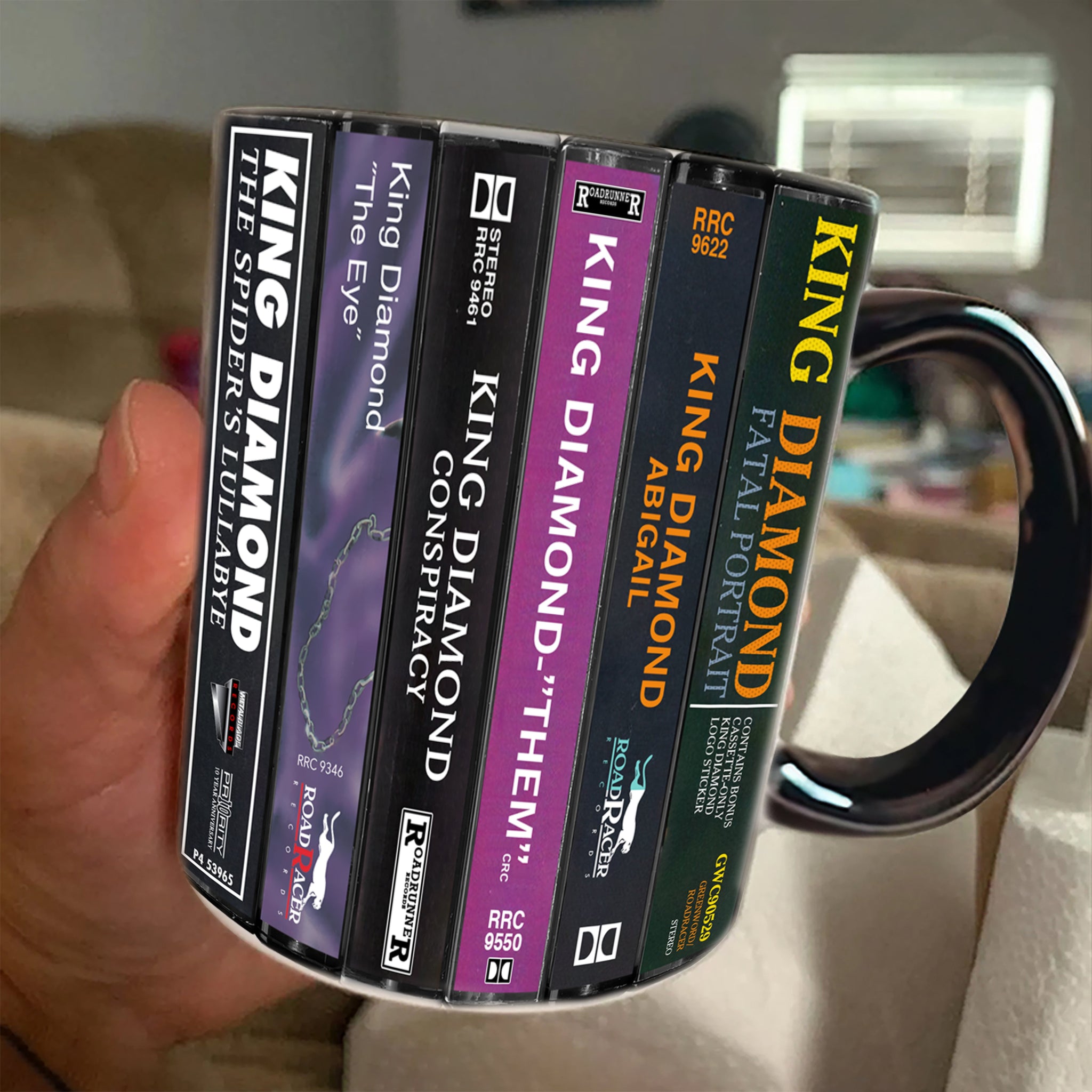 King Diamond Albums Cassette Collection Retro Accent Edge-to-Edge Printed Mug