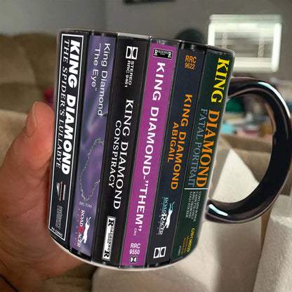 King Diamond Albums Cassette Collection Retro Accent Edge-to-Edge Printed Mug
