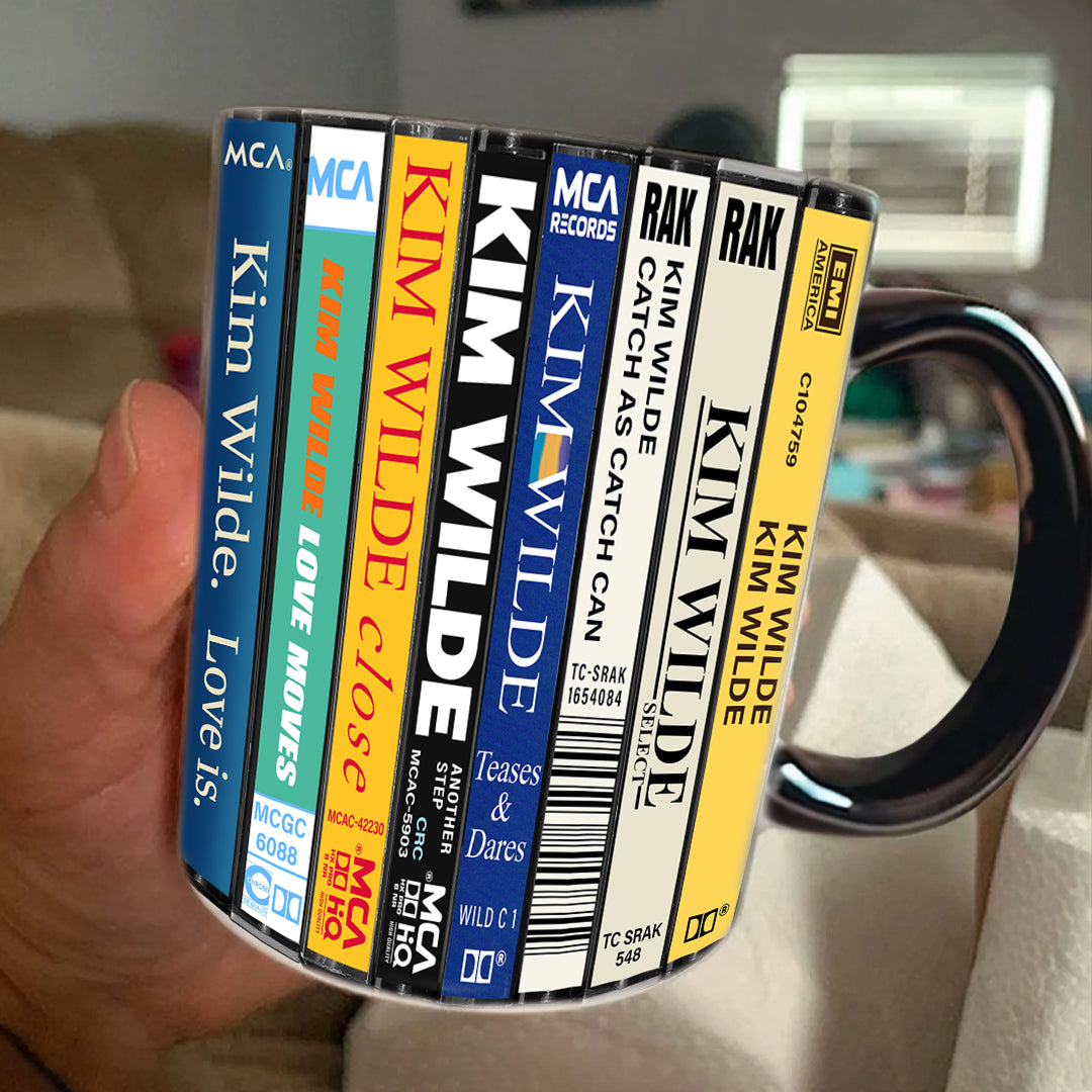 Kim Wilde Albums Cassette Collection Retro Accent Edge-to-Edge Printed Mug