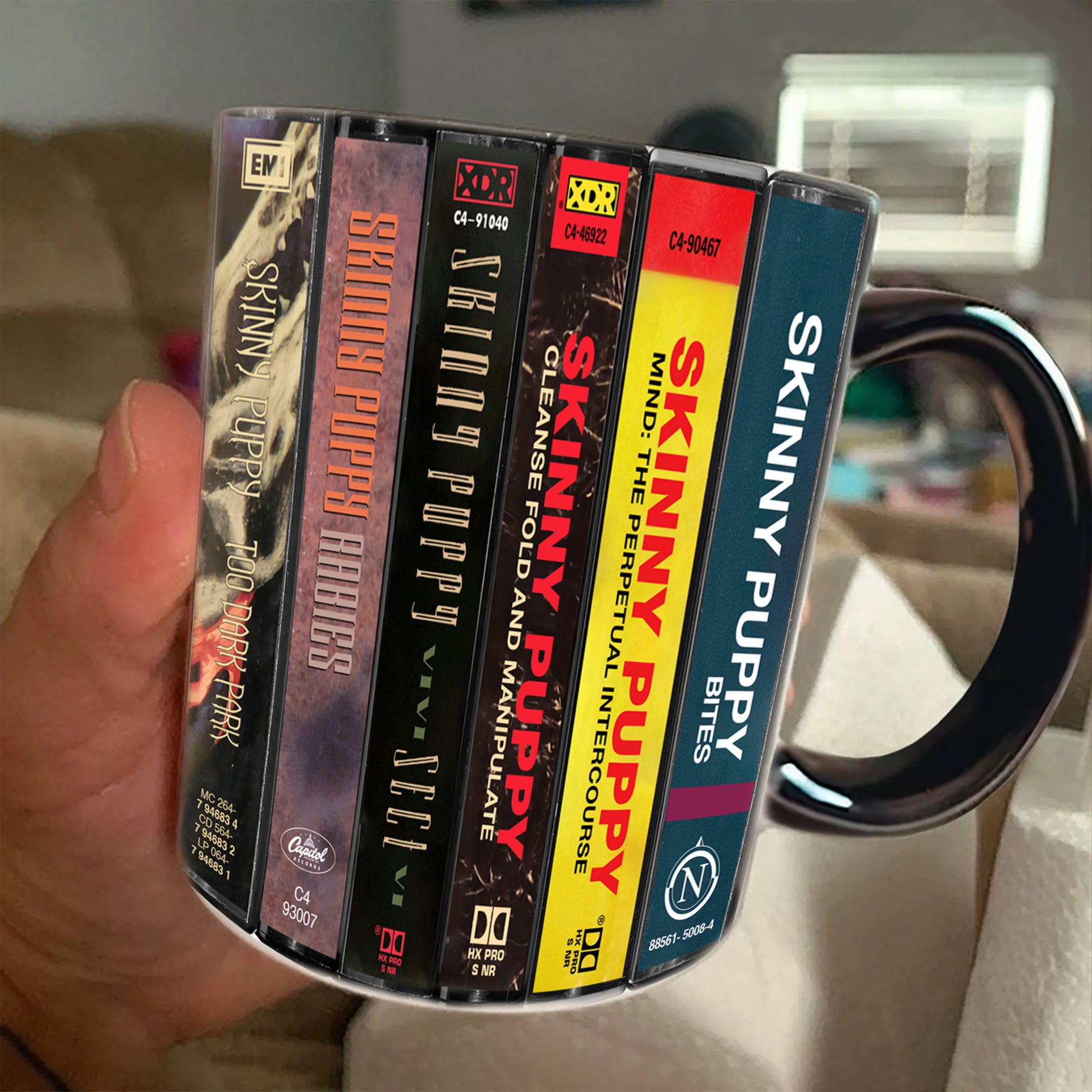 Skinny Puppy Albums Cassette Collection Retro Accent Edge-to-Edge Printed Mug