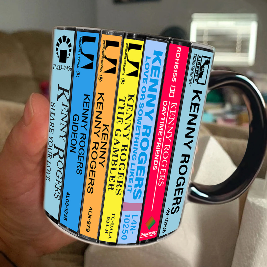 Kenny Rogers Albums Cassette Collection Retro Accent Edge-to-Edge Printed Mug - other version