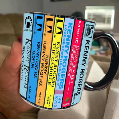 Kenny Rogers Albums Cassette Collection Retro Accent Edge-to-Edge Printed Mug - other version