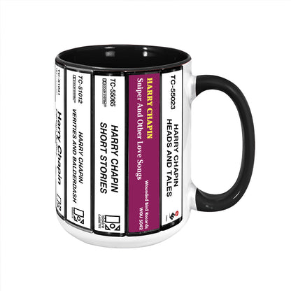 Harry Chapin Albums Cassette Collection Retro Accent Edge-to-Edge Printed Mug