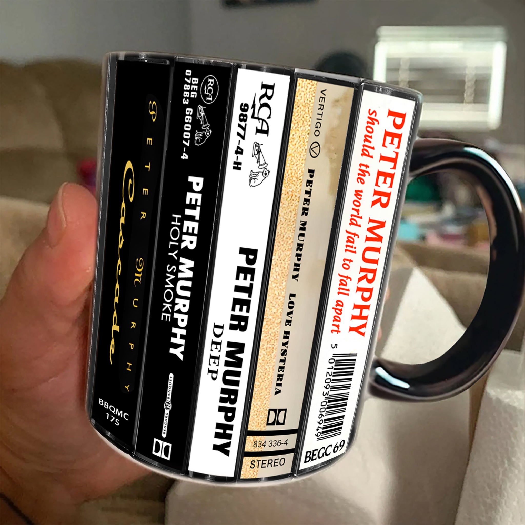 Peter Murphy Albums Cassette Collection Retro Accent Edge-to-Edge Printed Mug