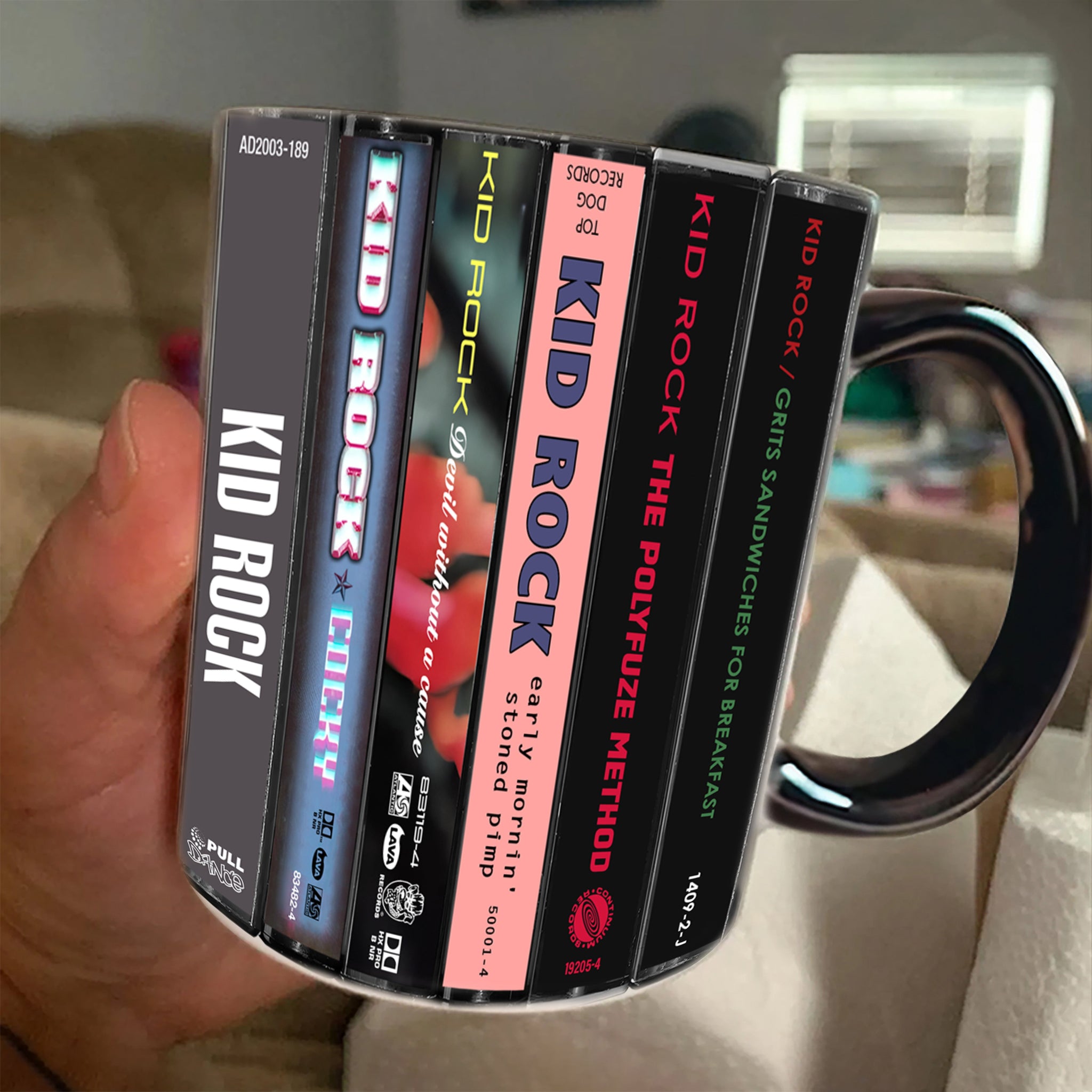 Kid Rock Albums Cassette Collection Retro Accent Edge-to-Edge Printed Mug