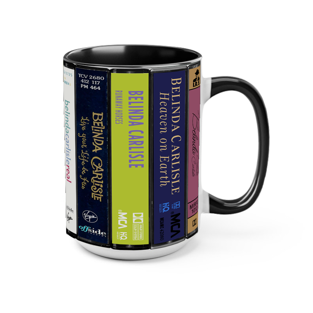 Belinda Carlisle Albums Cassette Collection Retro Accent Edge-to-Edge Printed Mug