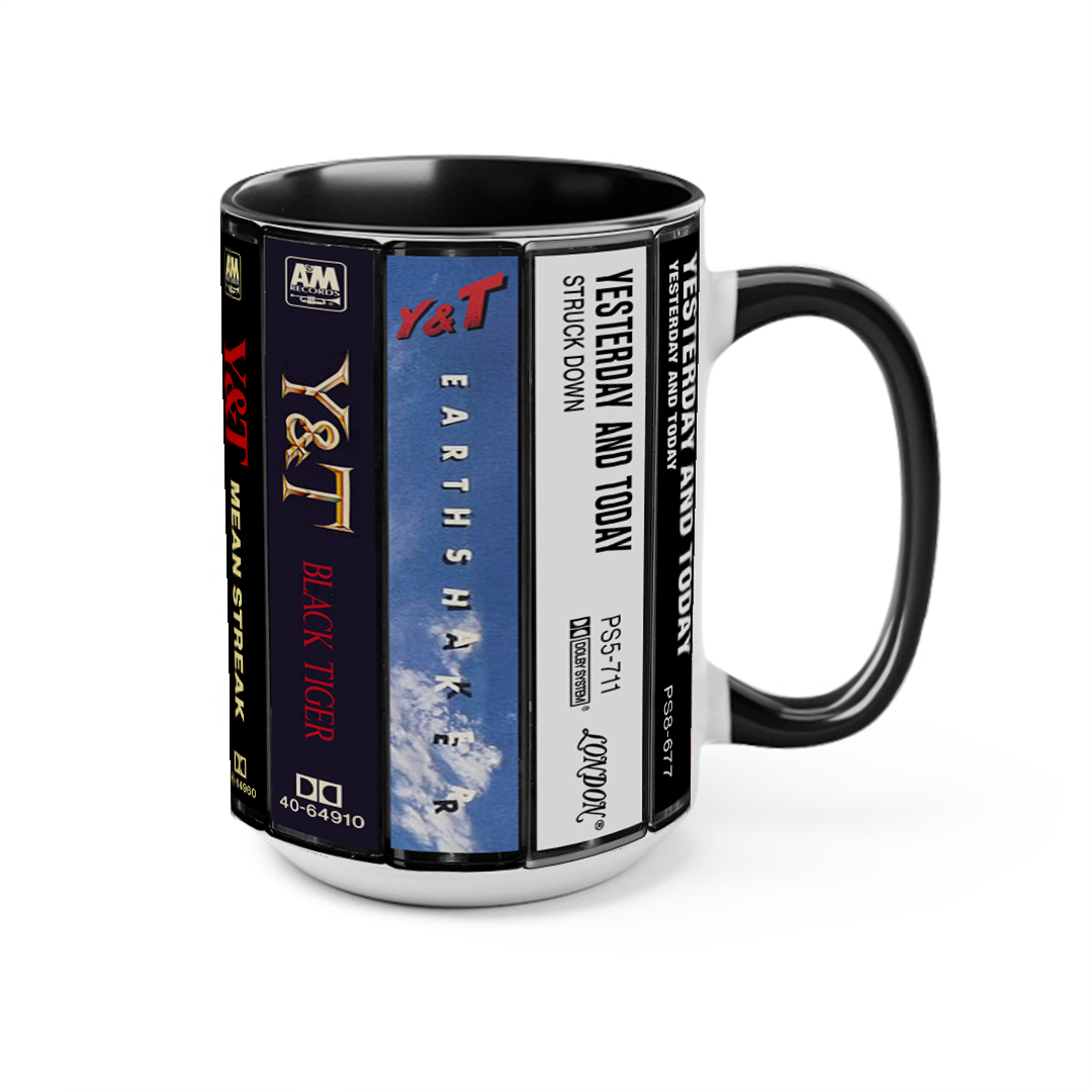 Y&T Albums Cassette Collection Retro Accent Edge-to-Edge Printed Mug