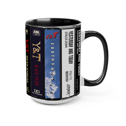 Y&T Albums Cassette Collection Retro Accent Edge-to-Edge Printed Mug