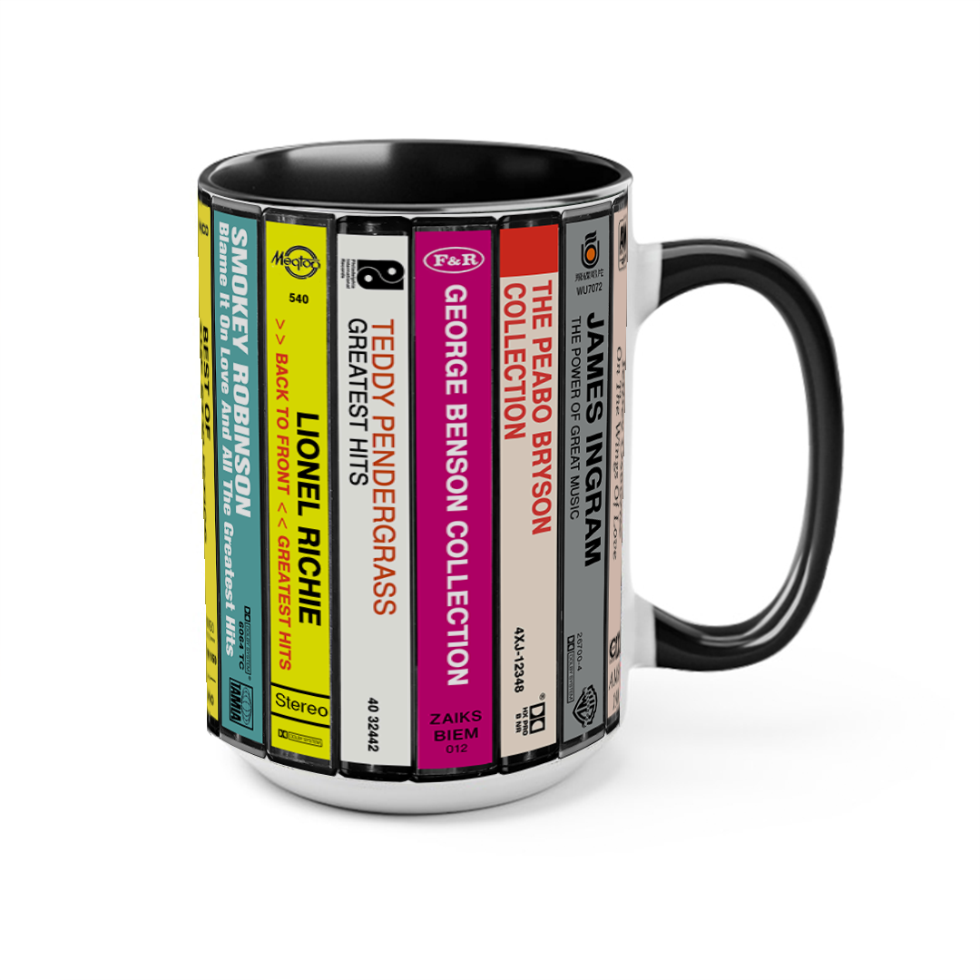 Male Soul Voices Albums Cassette Collection Retro Accent Edge-to-Edge Printed Mug