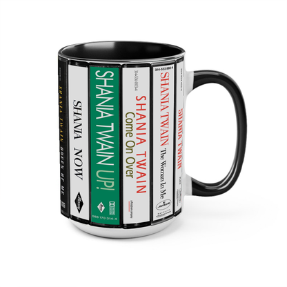 Shania Twain Albums Cassette Collection Retro Accent Edge-to-Edge Printed Mug