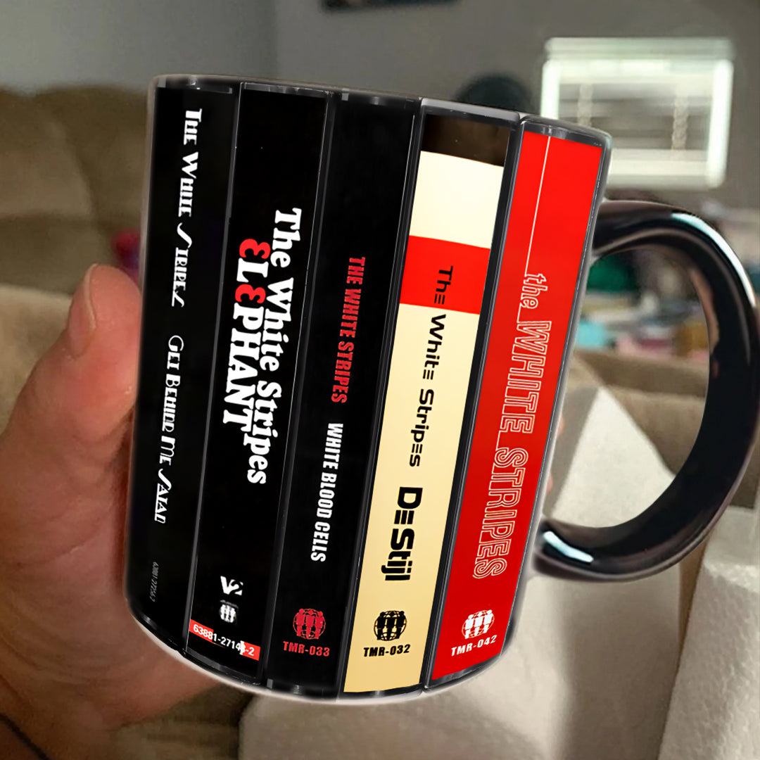 The White Stripes Albums Cassette Collection Retro Accent Edge-to-Edge Printed Mug