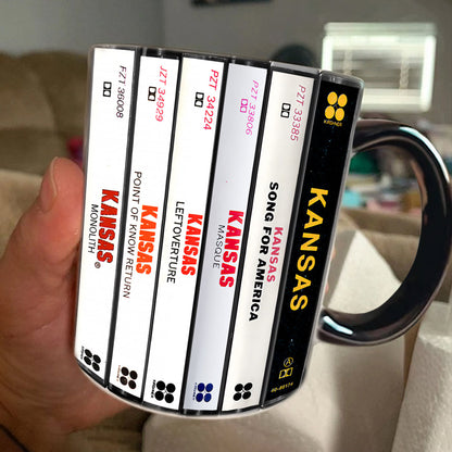 Kansas Albums Cassette Collection Retro Accent Edge-to-Edge Printed Mug