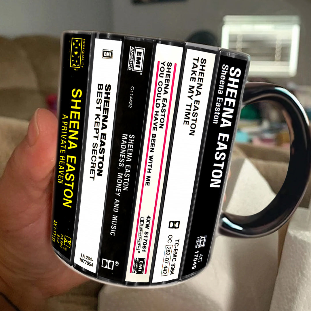 Sheena Easton Albums Cassette Collection Retro Accent Edge-to-Edge Printed Mug