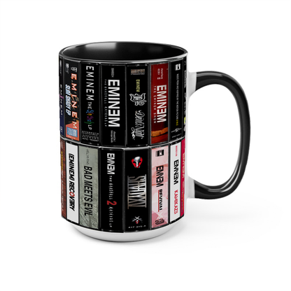Eminem Albums Cassette Collection Retro Accent Edge-to-Edge Printed Mug- Extended Version