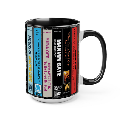 Marvin Gaye Albums Cassette Collection Retro Accent Edge-to-Edge Printed Mug