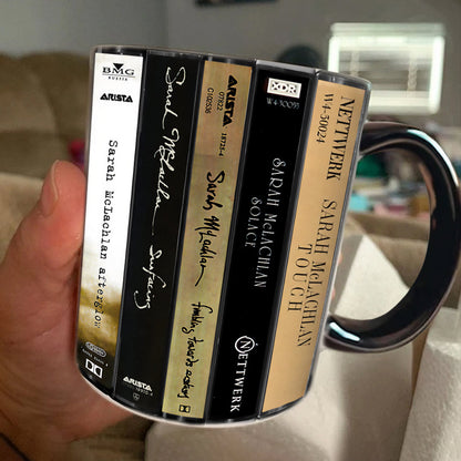 Sarah McLachlan Albums Cassette Collection Retro Accent Edge-to-Edge Printed Mug