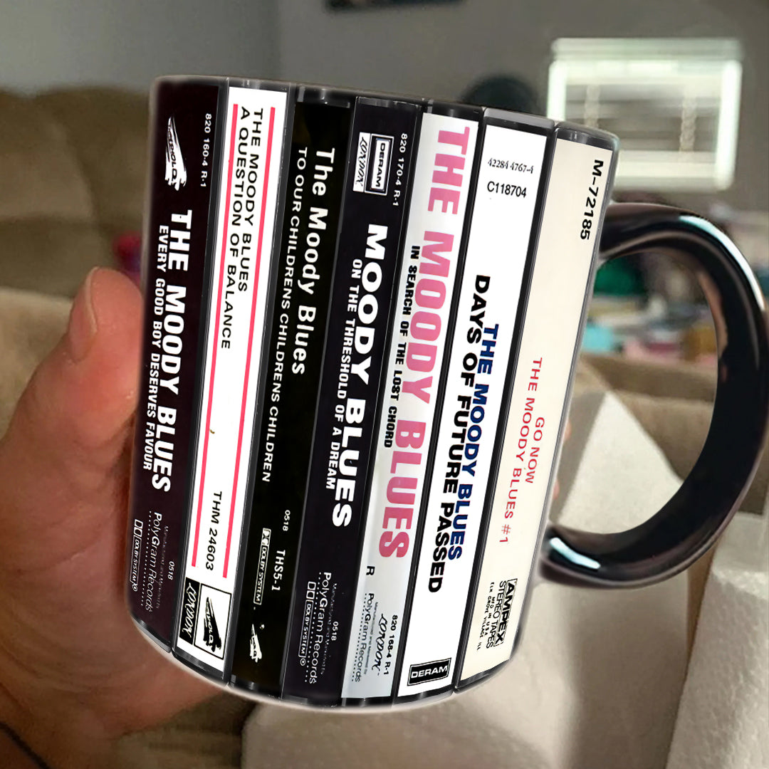 The Moody Blues Albums Cassette Collection Retro Accent Edge-to-Edge Printed Mug