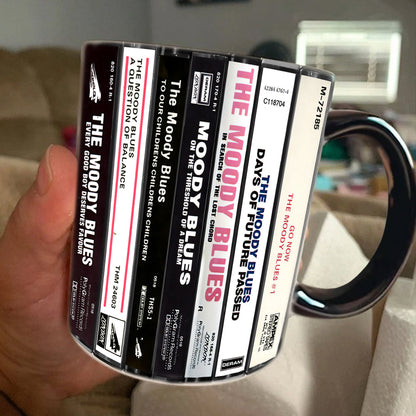 The Moody Blues Albums Cassette Collection Retro Accent Edge-to-Edge Printed Mug