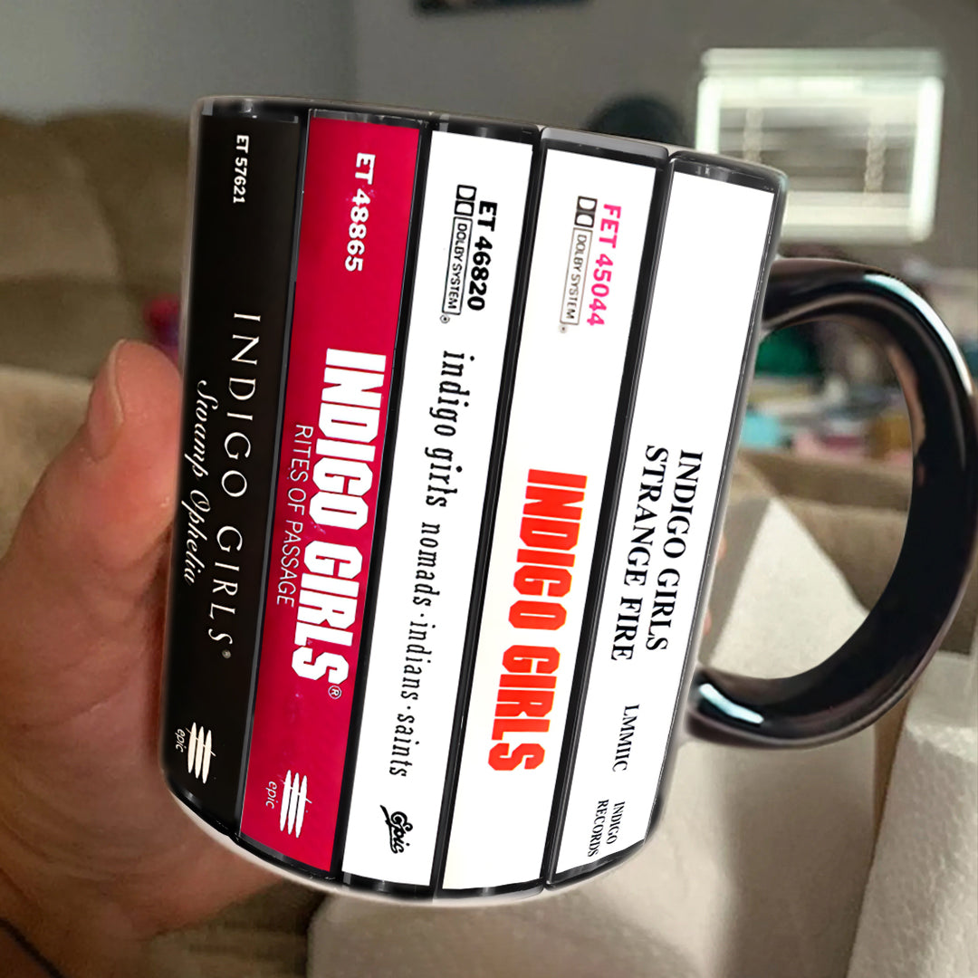 Indigo Girls Albums Cassette Collection Retro Accent Edge-to-Edge Printed Mug