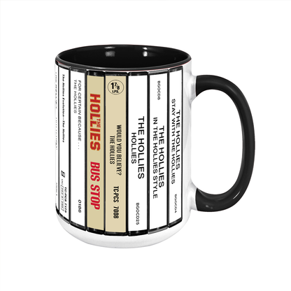 The Hollies Albums Cassette Collection Retro Accent Edge-to-Edge Printed Mug