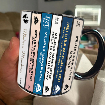 Melissa Manchester Albums Cassette Collection Retro Accent Edge-to-Edge Printed Mug