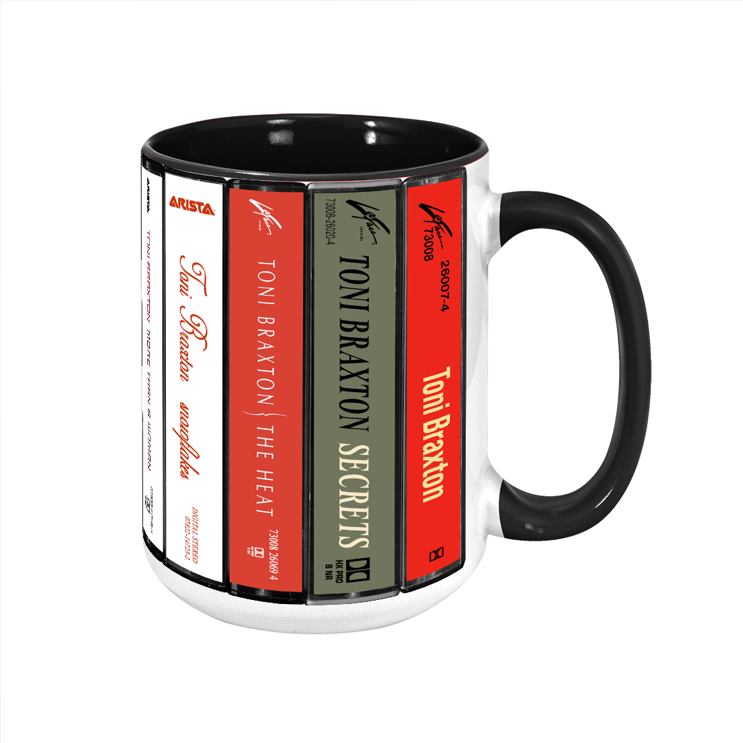 Toni Braxton Albums Cassette Collection Retro Accent Edge-to-Edge Printed Mug