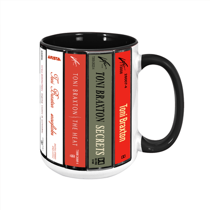 Toni Braxton Albums Cassette Collection Retro Accent Edge-to-Edge Printed Mug