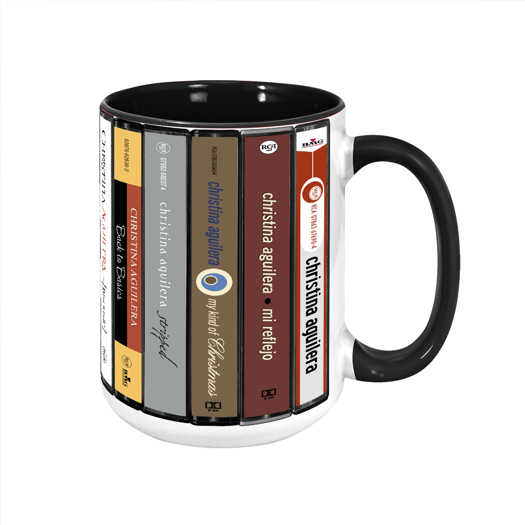 Christina Aguilera Albums Cassette Collection Retro Accent Edge-to-Edge Printed Mug