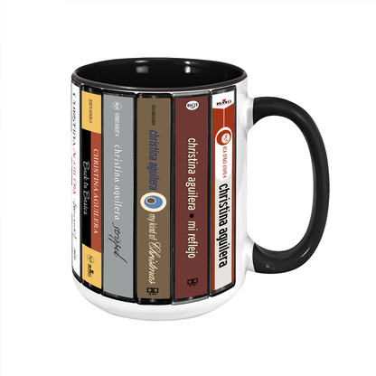 Christina Aguilera Albums Cassette Collection Retro Accent Edge-to-Edge Printed Mug