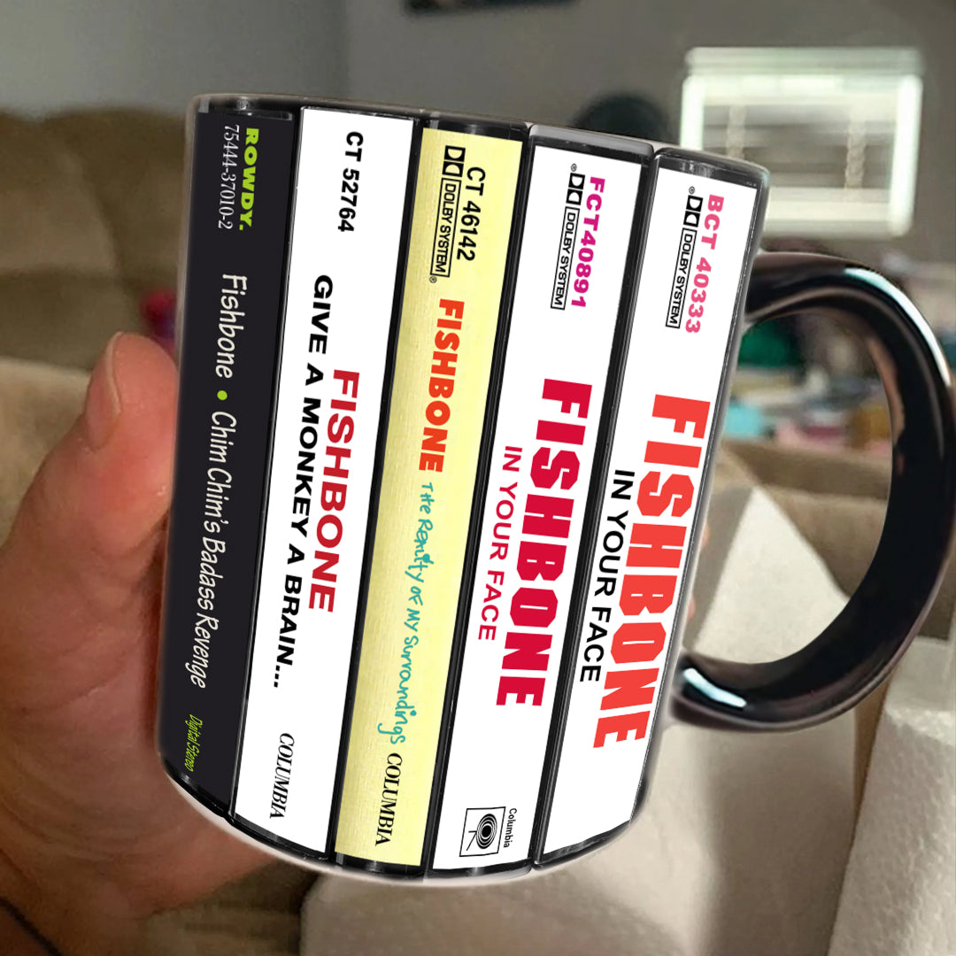 Fishbone Albums Cassette Collection Retro Accent Edge-to-Edge Printed Mug