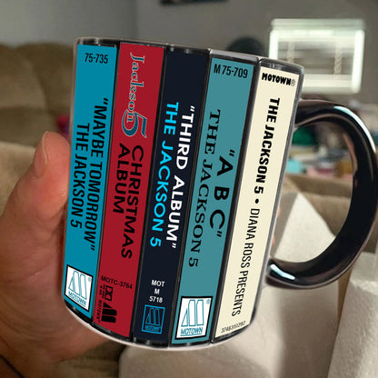 The Jackson 5 Albums Cassette Collection Retro Accent Edge-to-Edge Printed Mug