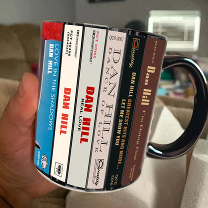 Dan Hill Albums Cassette Collection Retro Accent Edge-to-Edge Printed Mug