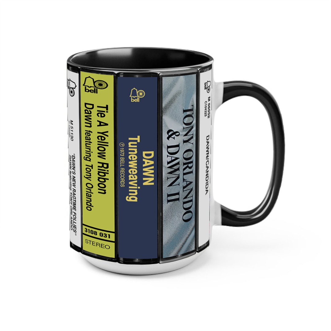 Tony Orlando & Dawn Albums Cassette Collection Retro Accent Edge-to-Edge Printed Mug