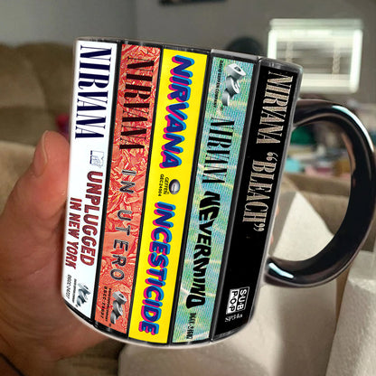 Nirvana Albums Cassette Collection Retro Accent Edge-to-Edge Printed Mug