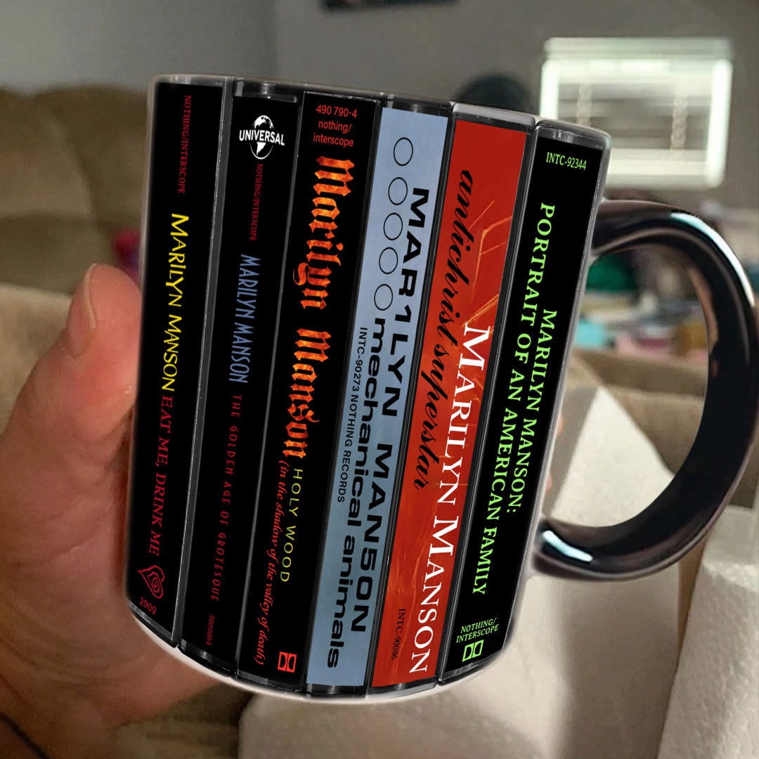 Marilyn Manson Albums Cassette Collection Retro Accent Edge-to-Edge Printed Mug
