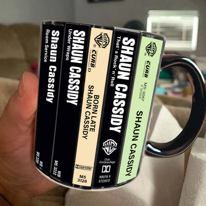 Shaun Cassidy Albums Cassette Collection Retro Accent Edge-to-Edge Printed Mug