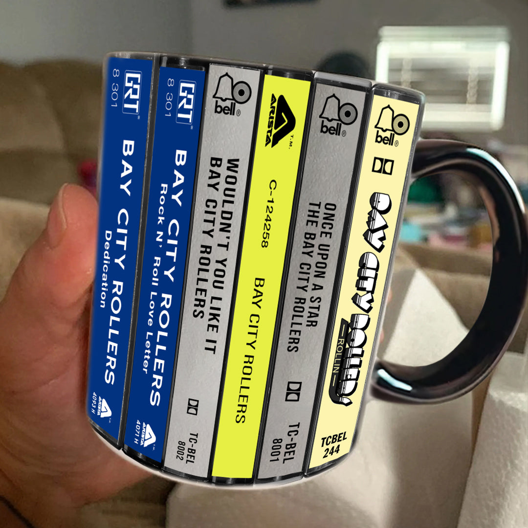 Bay City Rollers Albums Cassette Collection Retro Accent Edge-to-Edge Printed Mug