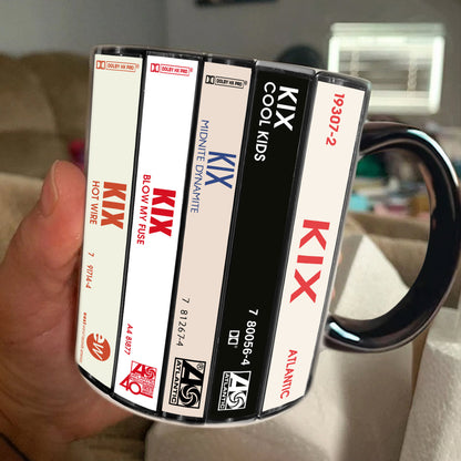 Kix Albums Cassette Collection Retro Accent Edge-to-Edge Printed Mug