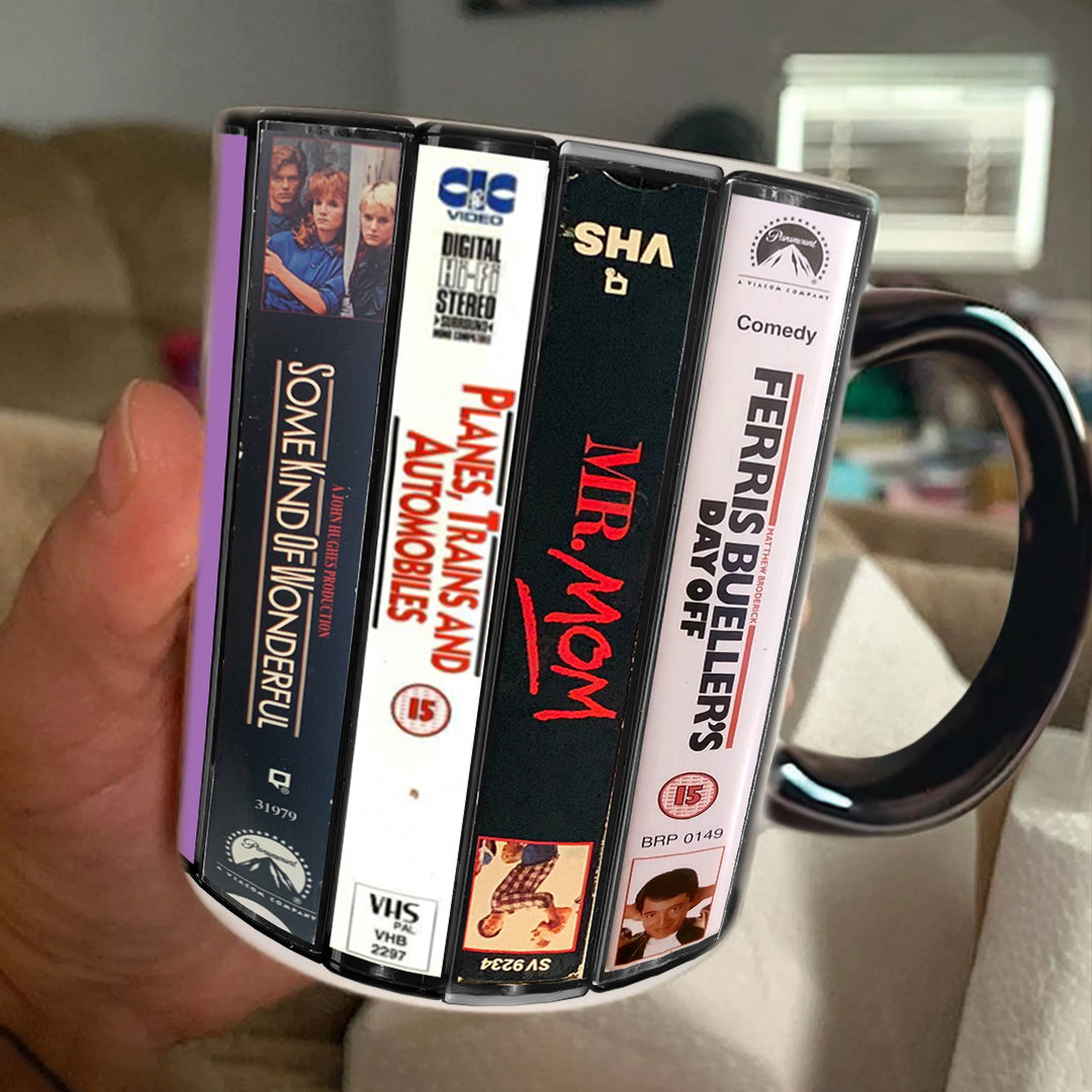 80's VHS Tapes Movies Accent Edge-to-Edge Printed Mug