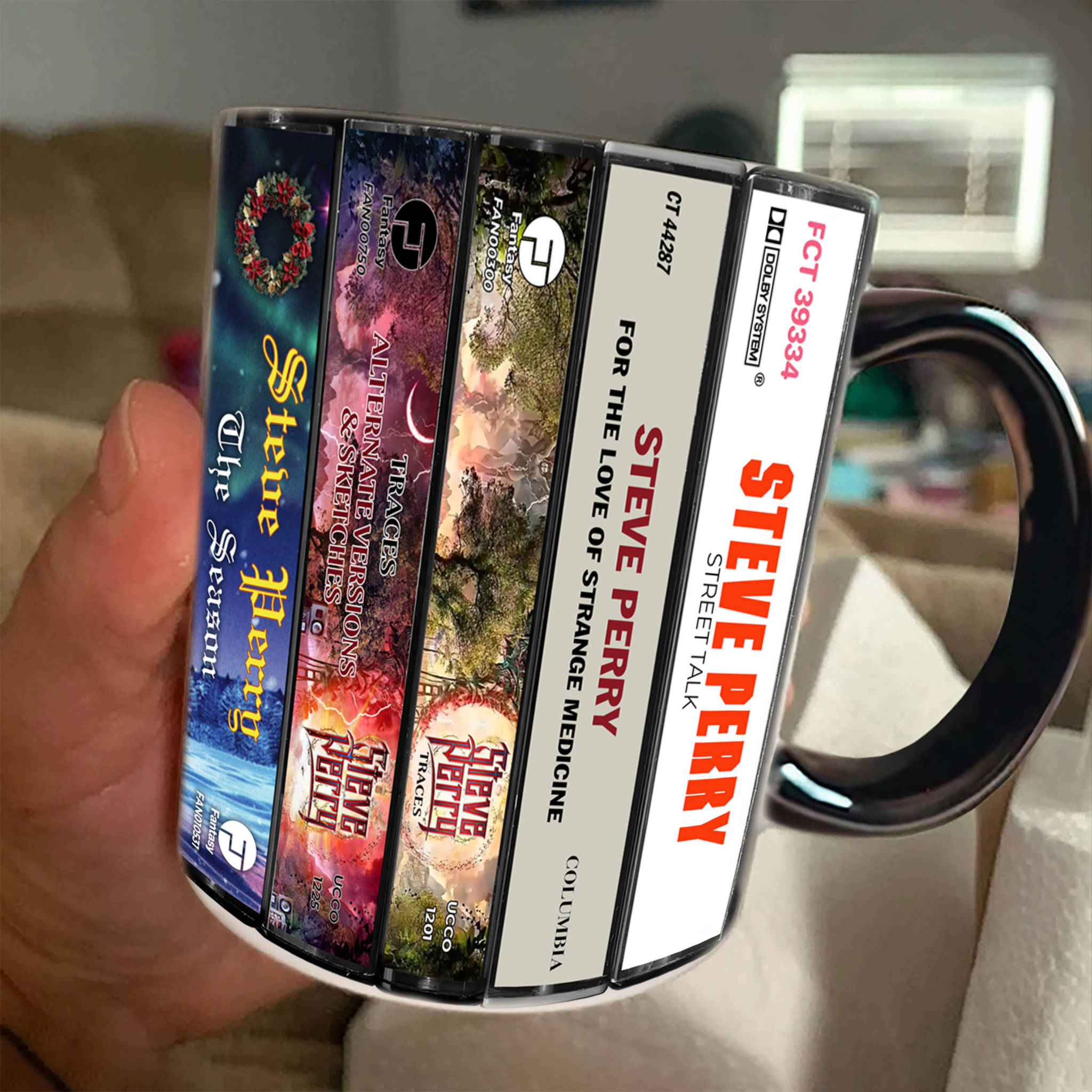 Steve Perry Albums Cassette Collection Retro Accent Edge-to-Edge Printed Mug