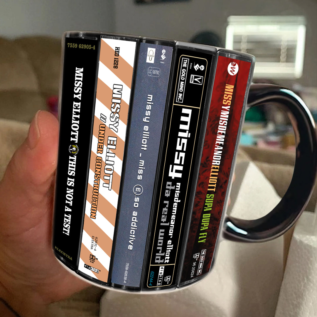 Missy Elliott Albums Cassette Collection Retro Accent Edge-to-Edge Printed Mug