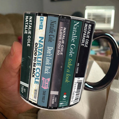 Natalie Cole Albums Cassette Collection Retro Accent Edge-to-Edge Printed Mug