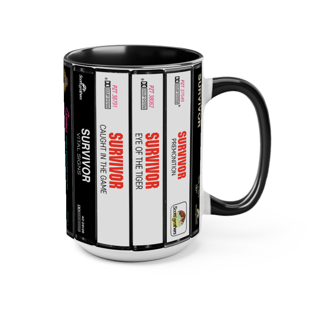 Survivor Albums Cassette Collection Retro Accent Edge-to-Edge Printed Mug