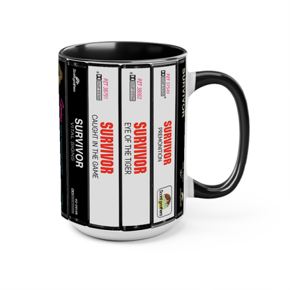 Survivor Albums Cassette Collection Retro Accent Edge-to-Edge Printed Mug